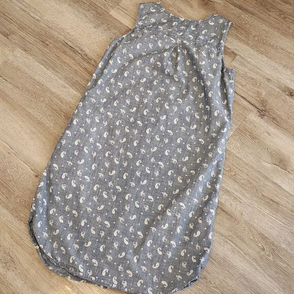100% Cotton Size M Sleeveless Tank Dress Chambray Paisley Beachy Vacation Boho - Picture 6 of 7